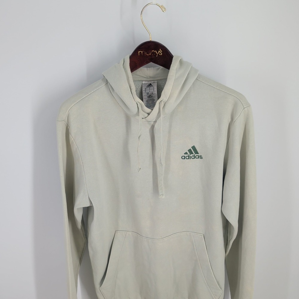 Adidas Feeling Cozy Fleece Pullover Green Logo Sporty Hoodie White Size Small - Picture 2 of 9
